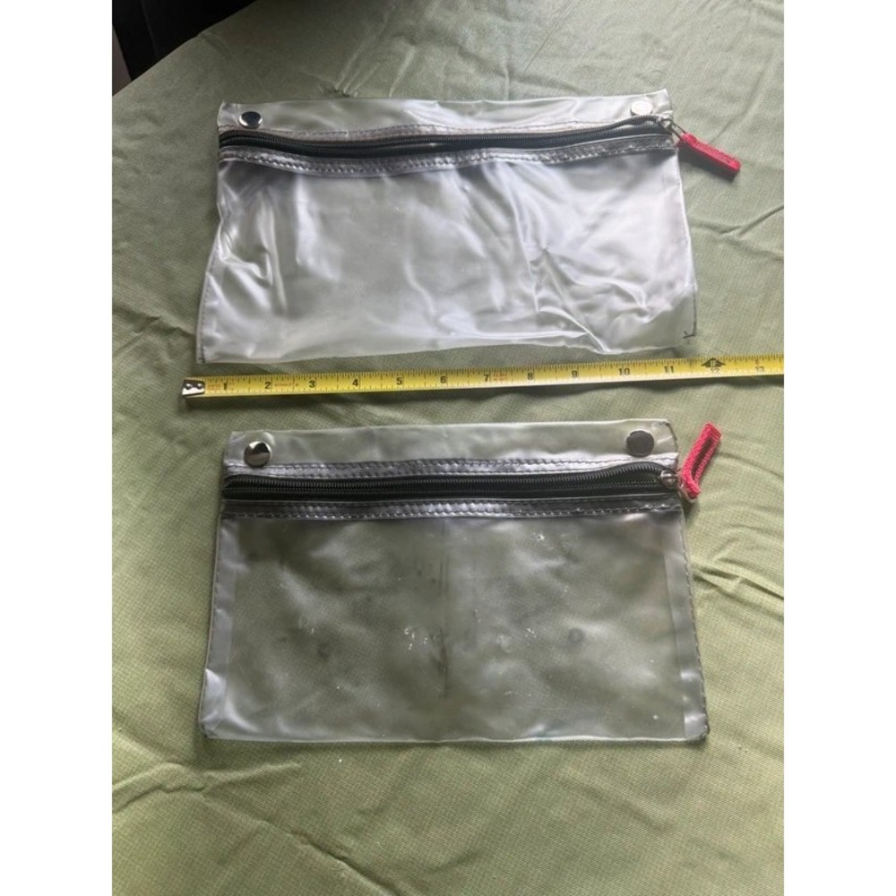 Clear Vinyl Zipper Pouch Set 2 Piece Pencil Pouch Dorm Organizer - Picture 1 of 4
